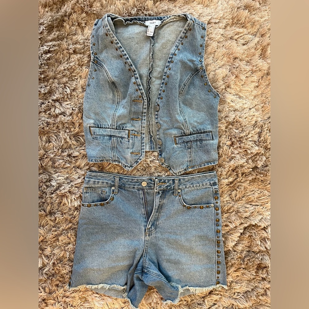 Women's Denim Vest and Jeans Set